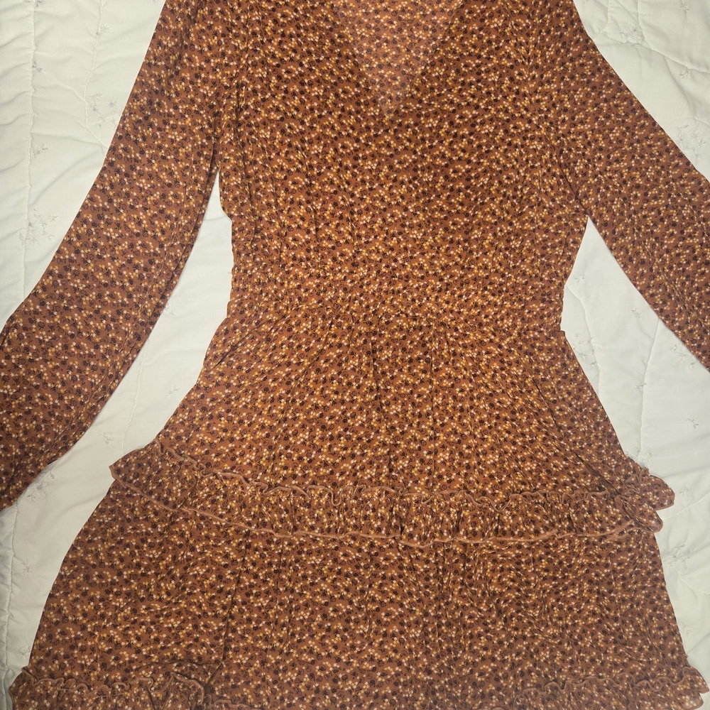 Elegant Brown Patterned Dress